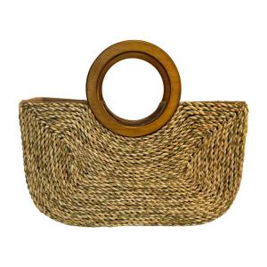 کیف حصیری با دسته چوبی