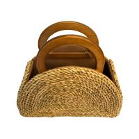 کیف حصیری با دسته چوبی